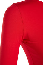 Trendyolmilla Kırmızı Pamuklu Esnek Sırt Dekolteli Fitted/Vücuda Oturan Esnek Bluz TWOAW24BZ00160