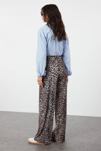 Trendyolmilla Lacivert Wide Leg/Rahat Kesim Yüksek Bel Esnek Pantolon TWOSS23PL00129