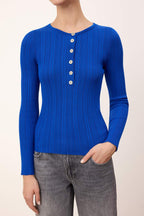 Trendyolmilla Wardrobe Essentials Saks Fitted/Vücuda Oturan Fitilli Triko Kazak TWOAW26KZ00083