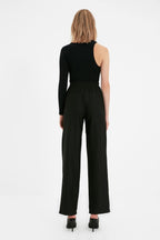 Siyah Straight/Düz Kesim Dokuma Kumaş Pantolon TWOAW22PL0321