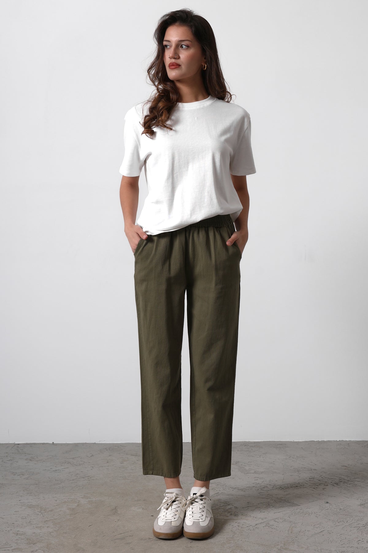 Haki Beli Lastikli Gabardin Pamuklu Pantolon TWOSS25PL00036 Secondary image