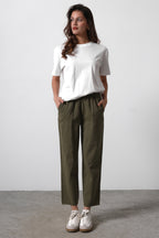 Haki Beli Lastikli Gabardin Pamuklu Pantolon TWOSS25PL00036