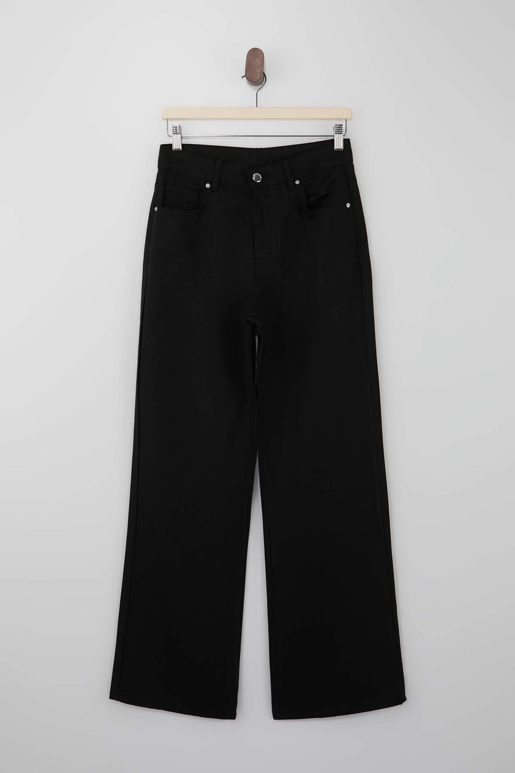 Siyah SOLMAYAN SİYAH Tencel™ Yüksek Bel Uzun Boy Wide Leg Jeans TWOSS26JE00082