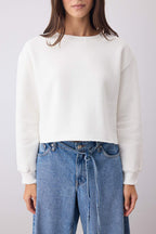 Trendyolmilla Siyah Kalın İçi Polarlı Bisiklet Yaka Crop Örme Sweatshirt TWOAW26SW00093
