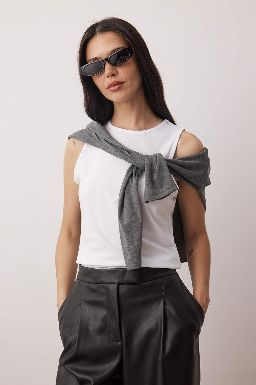 Gri Çift Katlı Regular/Normal Kalıp Örme Bluz TWOAW26BZ00332