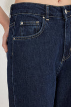 Koyu Mavi Normal Bel Wide Leg Geniş Paça %100 Pamuk Non-Stretch Jeans TWOSS25JE00053