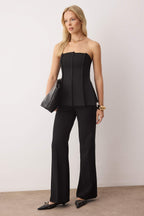 Trendyolmilla Kahverengi Limited Edition Fitted Straplez Dokuma Bluz TWOAW26BZ00155