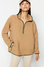 Trendyolmilla Lacivert Peluş Örme Spor Sweatshirt THMAW23SW00021