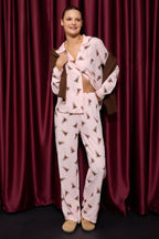 Pembe-Çok Renkli Baskılı Viskon Dokuma Pijama Takımı THMAW26PT00149