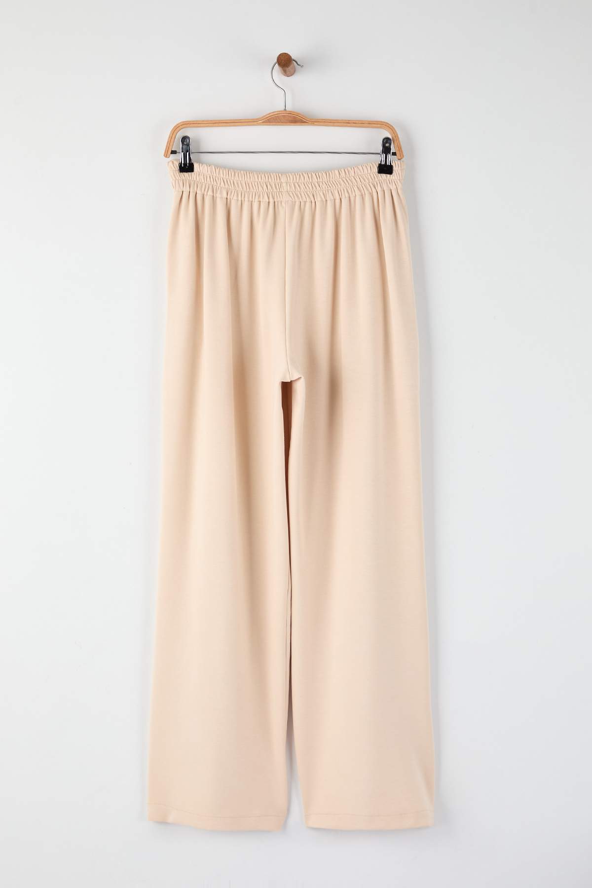 Trendyolmilla Taş Wide Leg Yumuşak Kumaşlı Pilili Esnek Örme Pantolon TWOAW26PL00138