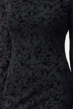 Trendyolmilla Siyah Flok Baskılı Vücuda Oturan Mini Örme Elbise TWOAW25EL00562