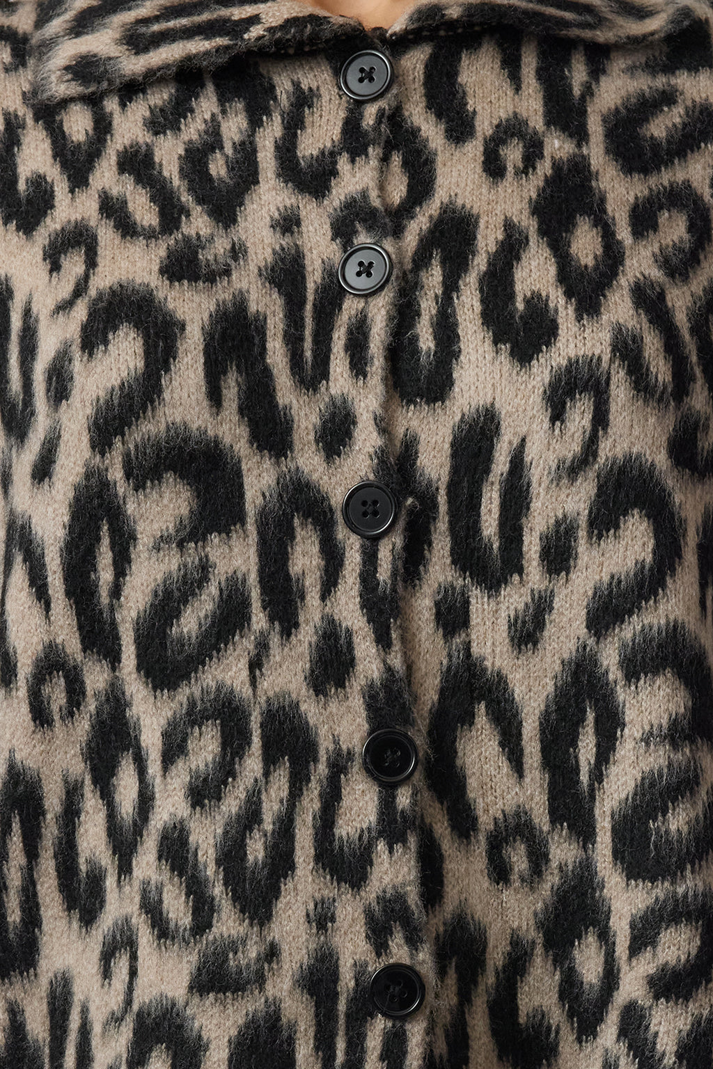 Kahverengi Leopar Desenli Polo Yaka Triko Hırka TWOAW25HI00360