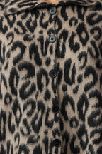 Kahverengi Leopar Desenli Polo Yaka Triko Hırka TWOAW25HI00360