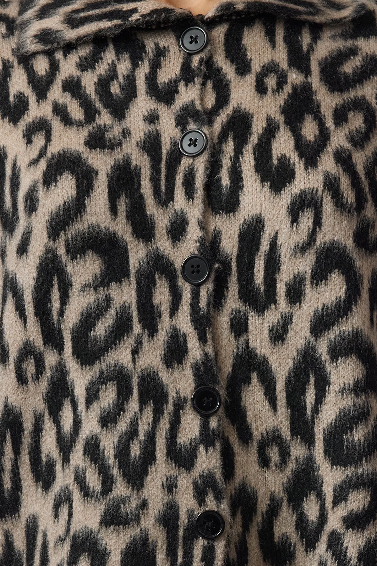 Kahverengi Leopar Desenli Polo Yaka Triko Hırka TWOAW25HI00360