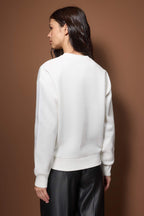 Ekru Kalın İçi Polarlı Regular/Normal Kalıp Nakışlı Örme Sweatshirt TWOAW26SW00253