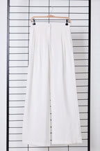 Trendyolmilla Bej Yumuşak Tuşeli Wide Leg/Geniş Paça Dokuma Pantolon TWOSS25PL00004