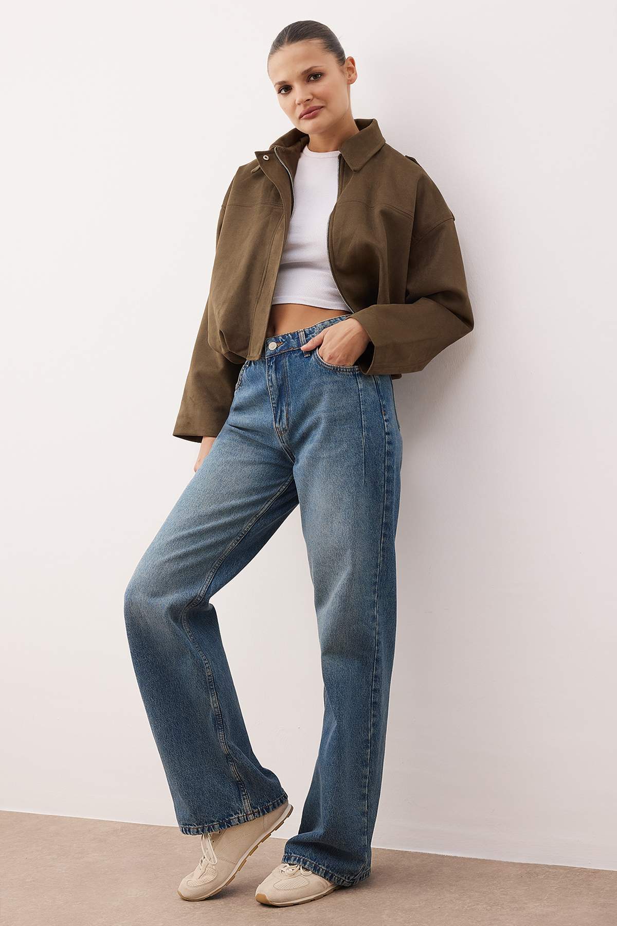 Trendyolmilla Mavi*001  Yüksek Bel Wide Leg Jeans TWOAW23JE00345