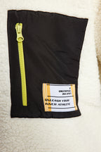Ekru Renk Bloklu Paraşüt Kumaş Detaylı Peluş Geniş Kalıp Örme Spor Sweatshirt THMAW24SW00009