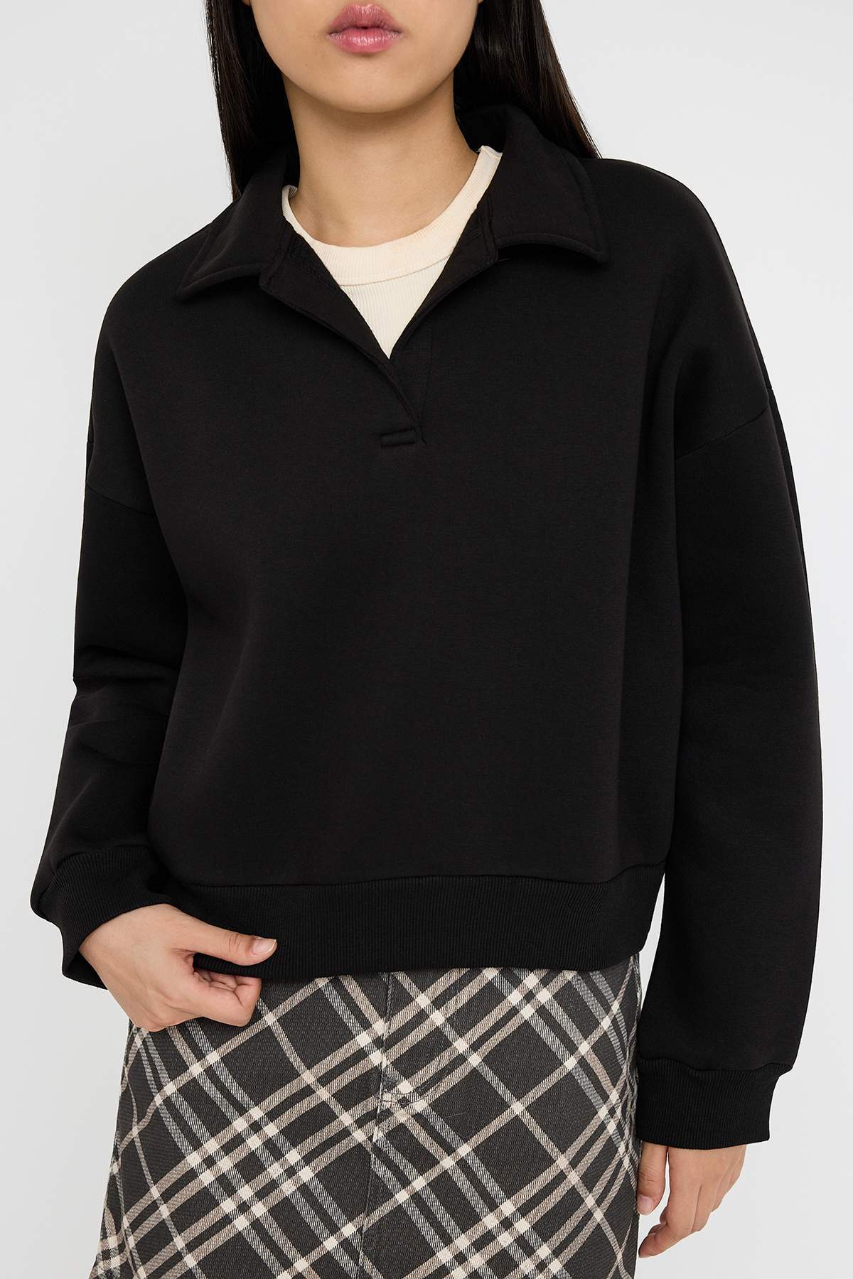 Trendyolmilla Teen Gri Melanj Slogan Nakışlı Regular/Normal Kalıp Örme Sweatshirt TWOAW26SW00049