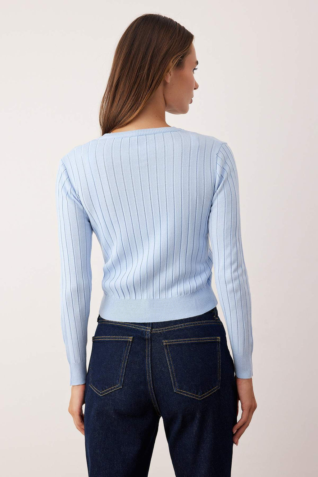 Trendyolmilla Bebe Mavisi 2'li Basic Triko Hırka-Bluz Takım TWOAW26HI00213
