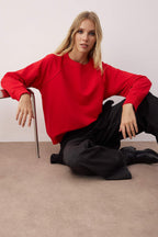 Trendyolmilla Antrasit Relaxed/Rahat Kalıp Basic Reglan Kol Bisiklet Yaka Örme Sweatshirt TWOAW26SW00030