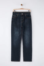 Trendyolmilla Koyu Mavi Yüksek Bel Straight/Düz Paça Jeans TWOAW26JE00182