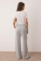 Antrasit Çizgili Lastikli Bel Wide Leg/Geniş Kesim Örme  Pantolon TWOAW26PL00061