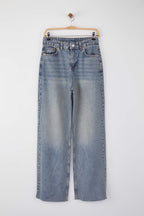 Trendyolmilla Koyu Mavi Yüksek Bel Paçası Kesikli Geniş Paça Wide Leg Jeans TWOAW26JE00089