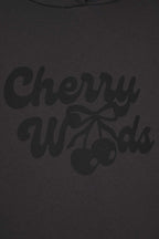 Antrasit Oversize/Geniş Kalıp Kiraz Sırt Baskılı Kalın İçi Polarlı Örme Sweatshirt TWOAW26SW00019