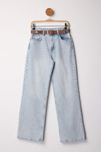 Açık Mavi Kemerli Yüksek Bel Wide Leg Palazzo Jeans TWOAW26JE00271