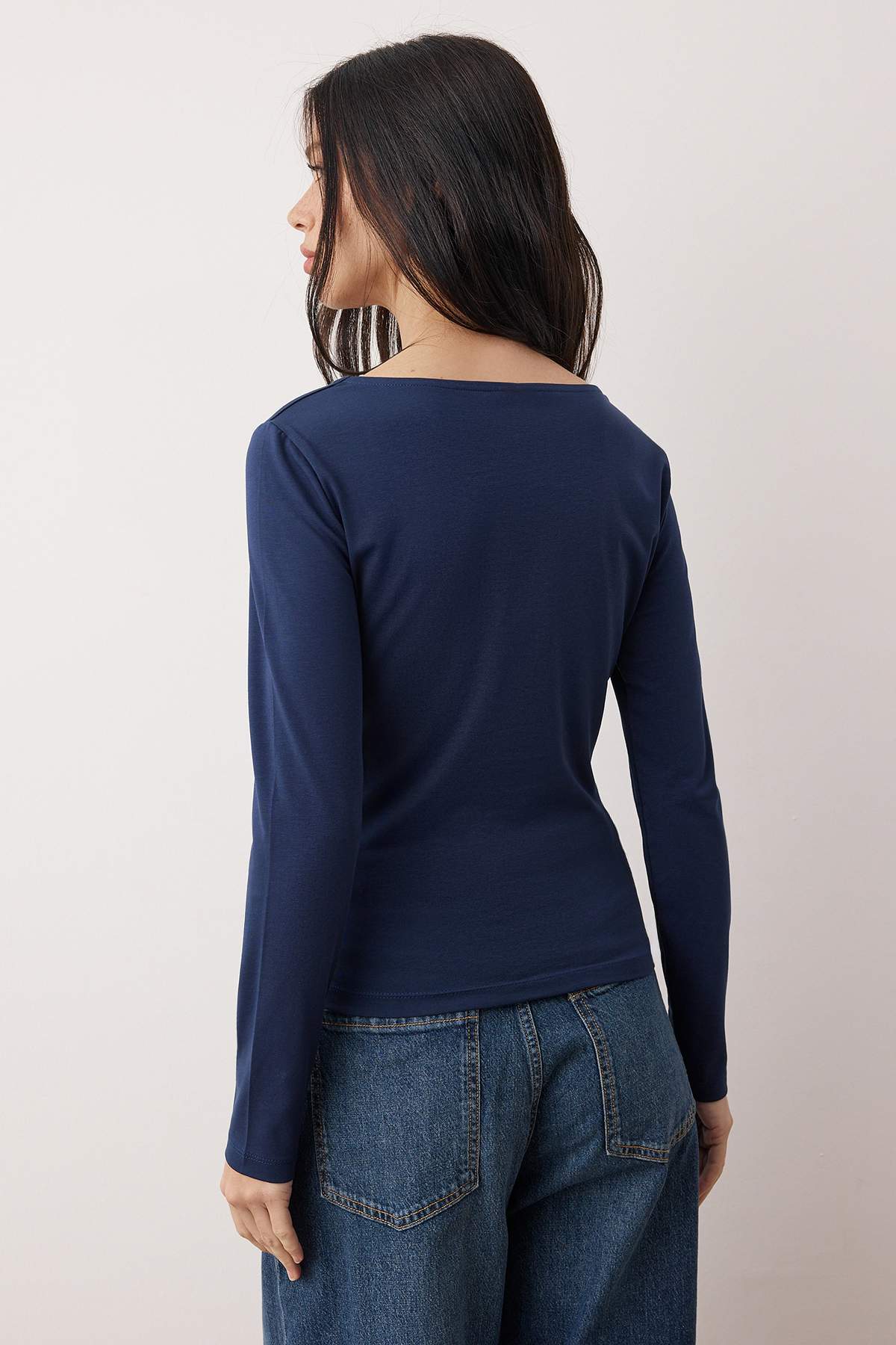Trendyolmilla Taş-Bordo İkili Paket Kayık Yaka Fitted/Vücuda Oturan Örme Bluz TWOAW25BZ00062