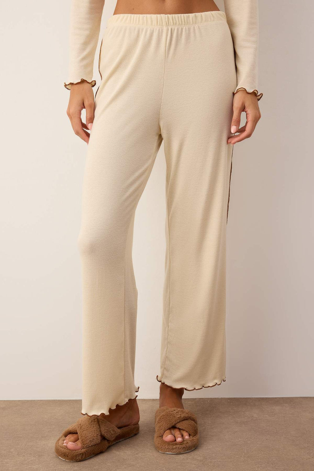 Taş Baby Overloklu Fitilli Örme Pijama Takımı THMAW26PT00122