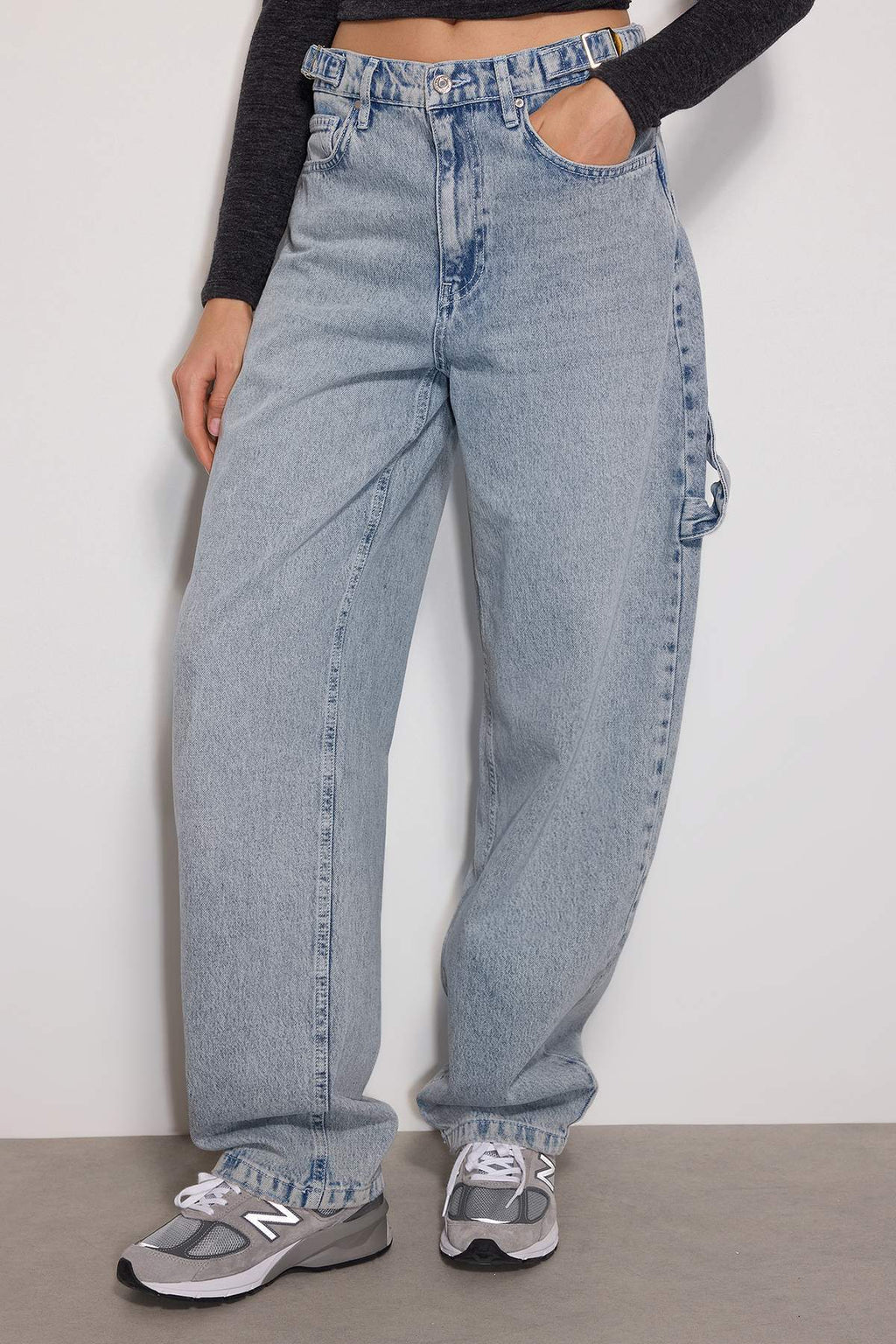 Trendyolmilla Açık Mavi More Sustainable Bol Kesim Yüksek Bel Carpenter Skater Jeans TWOAW24JE00308