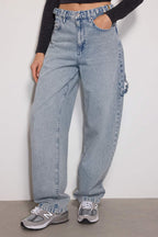 Trendyolmilla Açık Mavi More Sustainable Bol Kesim Yüksek Bel Carpenter Skater Jeans TWOAW24JE00308