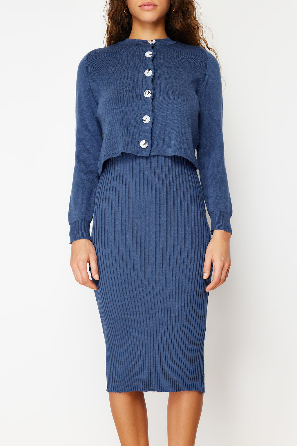 Indigo Düz Midi Elbise TWOSS23EL00738