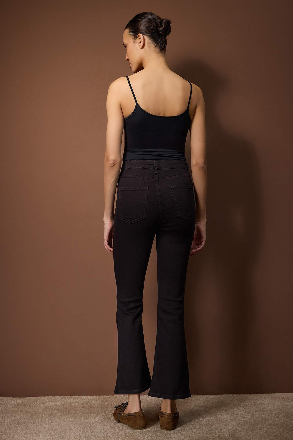 Kahverengi Yüksek Bel Comfort/Esnek Crop Flare Jeans TWOAW26JE00278