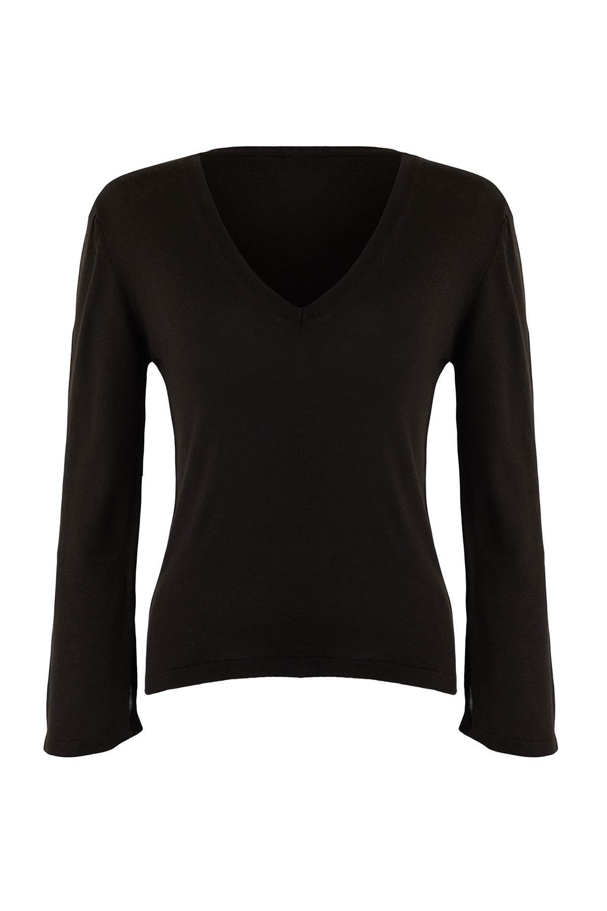 Trendyolmilla Antrasit  V Yaka Basic Triko Kazak TWOAW26KZ00101