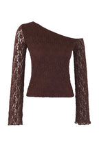Trendyolmilla Ekru Dantel Asimetrik Yaka Fitted/Vücuda Oturan Örme Bluz TWOAW26BZ00036