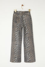 Trendyolmilla Çok Renkli Leopar Desenli Kahverengi Yüksek Bel Orta Esnek Wide Leg Jeans TWOAW25JE00309