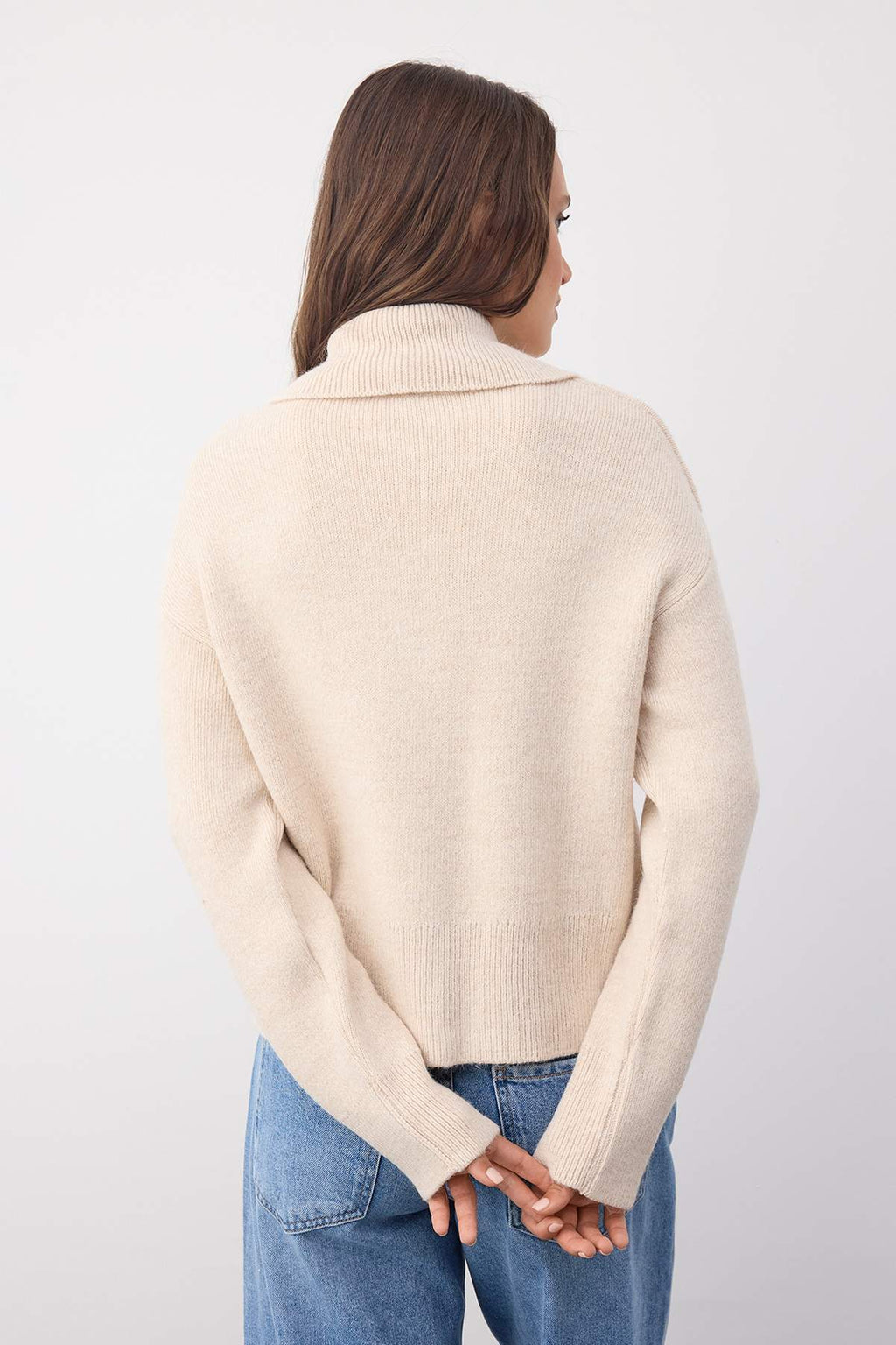 Trendyolmilla Wardrobe Essentials Taş Yumuşak Dokulu Geniş Kalıp Fermuarlı Triko Hırka | TWOAW26HI00092