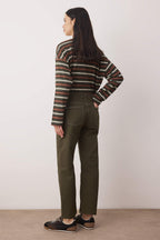 Trendyolmilla Haki Paçası Kesikli Yüksek Bel Straight Jeans TWOAW25JE00307