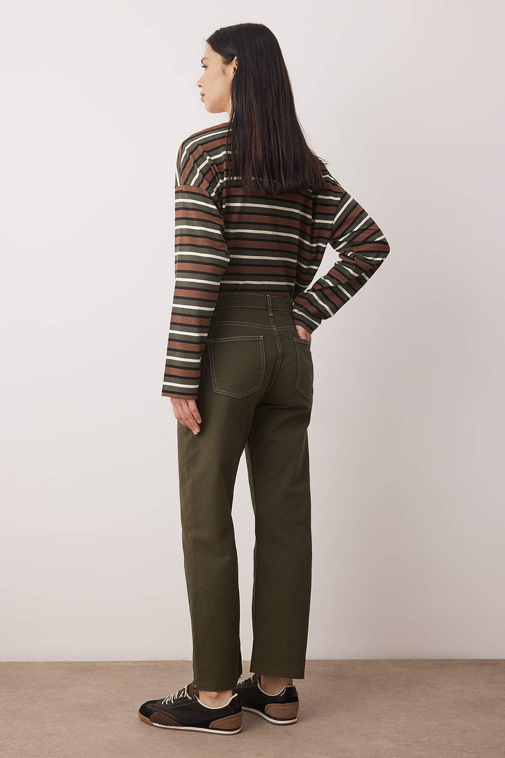 Trendyolmilla Haki Paçası Kesikli Yüksek Bel Straight Jeans TWOAW25JE00307