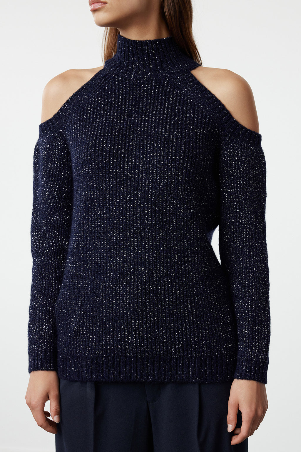 Trendyolmilla Lacivert Simli Pencere/Cut Out Detaylı Triko Kazak TWOAW20XS0006