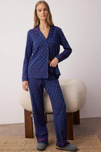 Trendyolmilla Bej %100 Pamuklu Kalpli Biyeli Örme Pijama Takımı THMAW24PT00103