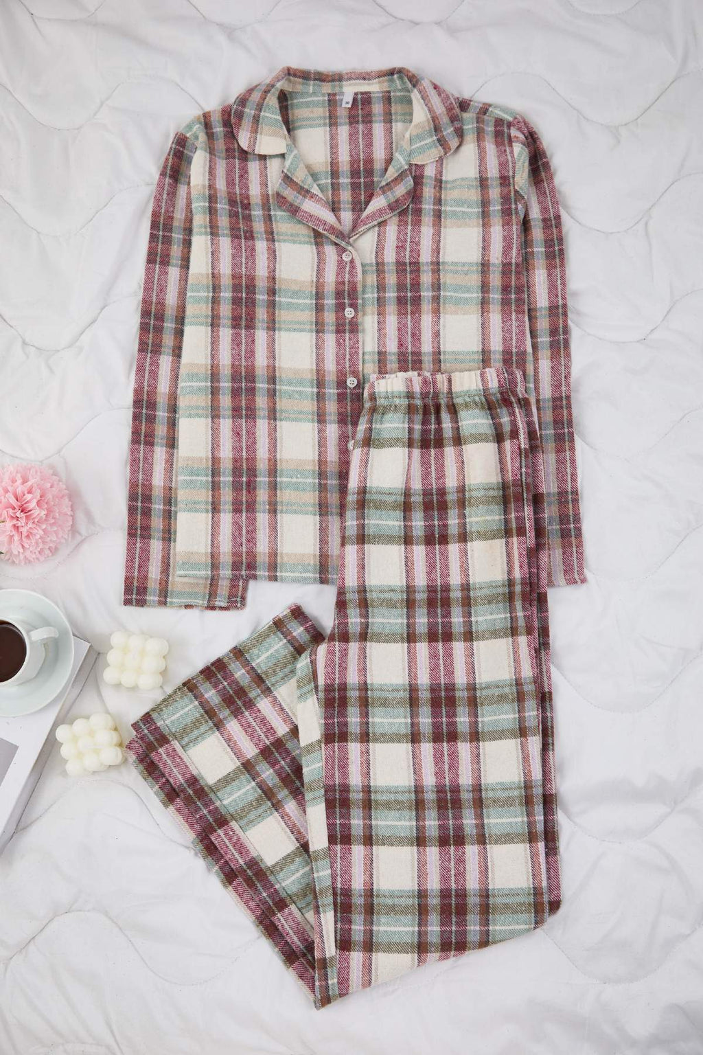Trendyolmilla Çok Renkli Pamuklu Ekoseli Kışlık Kalın Flanel Dokuma Pijama Takımı THMAW26PT00175