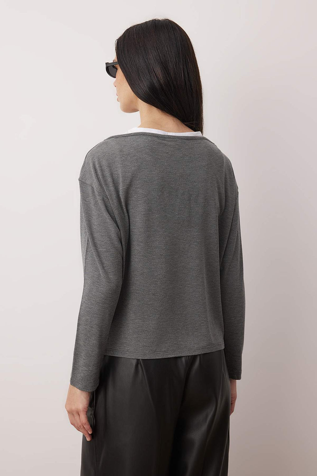 Gri Çift Katlı Regular/Normal Kalıp Örme Bluz TWOAW26BZ00332