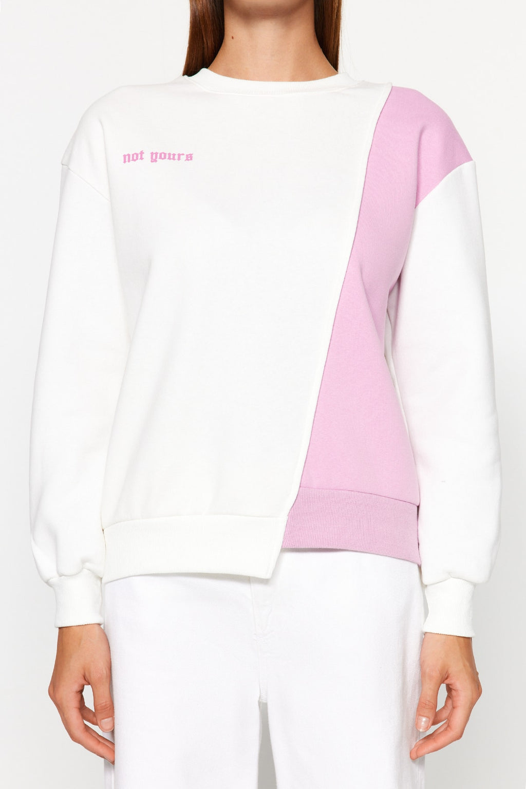 Trendyolmilla Beyaz Baskılı Basic Örme Sweatshirt TWOAW21SW0150