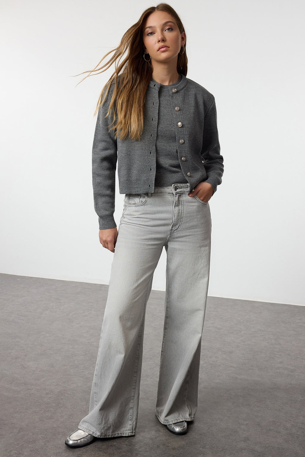 Trendyolmilla Haki Basic Hırka-Bluz Triko Hırka TWOAW25HI00216
