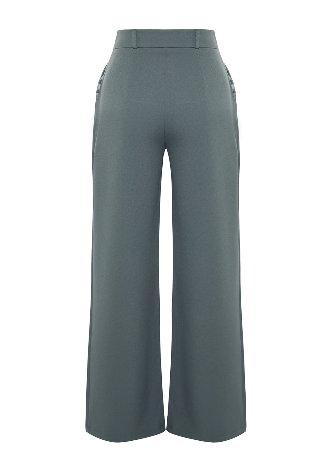 Trendyolmilla Ekru Yüksek Bel Wide Leg/Geniş Paça Pilili Dokuma Kumaş Pantolon TWOAW21PL0076