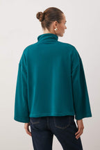 Trendyolmilla Petrol Dik Yaka Fermuarlı ve Cepli Relaxed/Rahat Kalıp Örme Sweatshirt TWOAW26SW00187